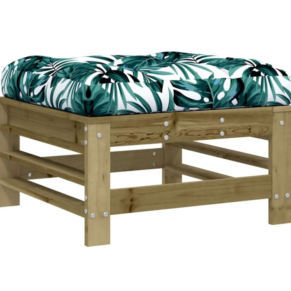 vidaXL Taburetes de jardín con cojines 2 uds madera de pino impregnada pino impregnado Outlet