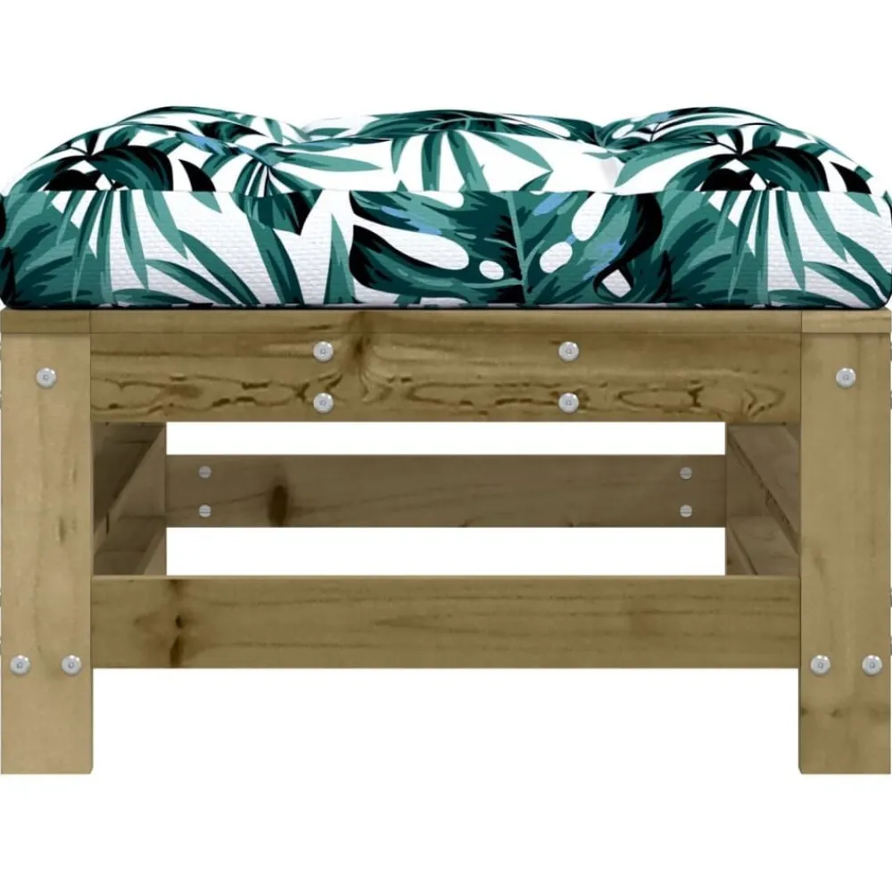 vidaXL Taburetes de jardín con cojines 2 uds madera de pino impregnada pino impregnado Outlet