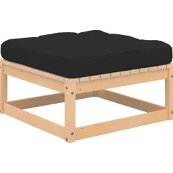 vidaXL Taburetes de jardín con cojines madera maciza de pino Marrón y negro Sale