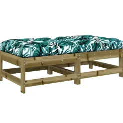 vidaXL Taburetes de jardín con cojines 2 uds madera de pino impregnada Impregnado natural New
