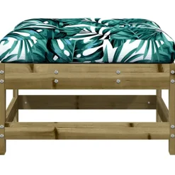 vidaXL Taburetes de jardín con cojines 2 uds madera de pino impregnada Impregnado natural New