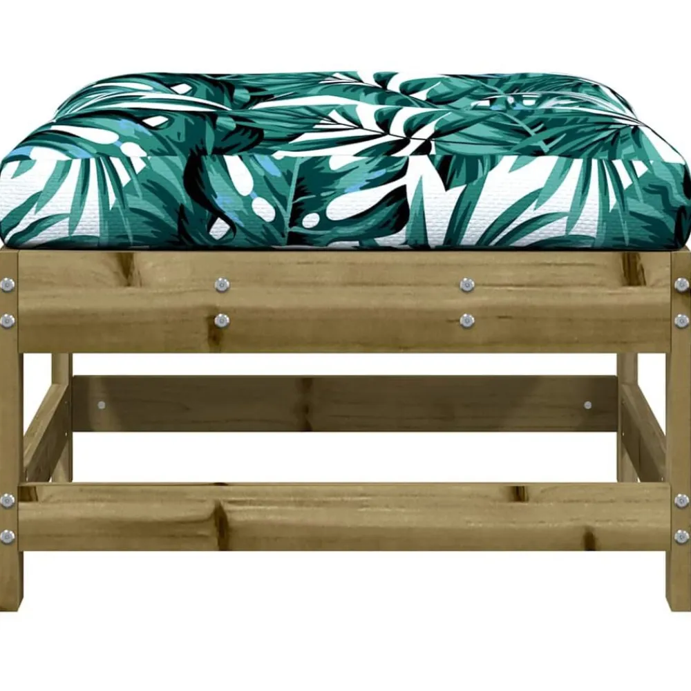 vidaXL Taburetes de jardín con cojines 2 uds madera de pino impregnada Impregnado natural New