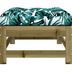 vidaXL Taburetes de jardín con cojines 2 uds madera de pino impregnada Impregnado natural New