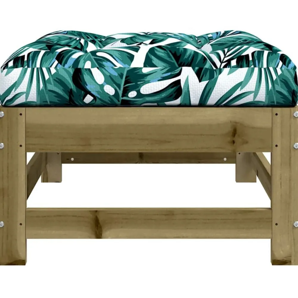 vidaXL Taburetes de jardín con cojines 2 uds madera de pino impregnada Impregnado natural New