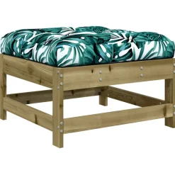 vidaXL Taburetes de jardín con cojines 2 uds madera de pino impregnada Impregnado natural New