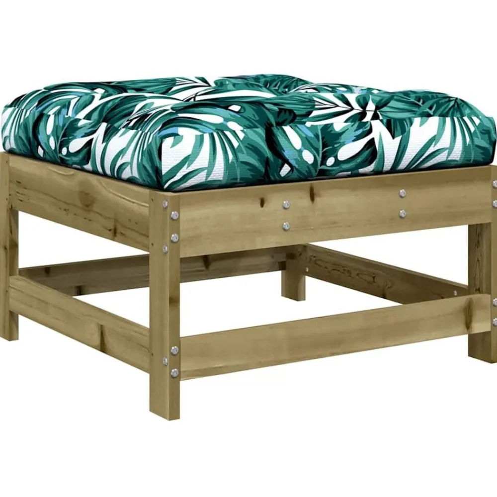 vidaXL Taburetes de jardín con cojines 2 uds madera de pino impregnada Impregnado natural New