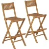 vidaXL Muebles De Jardín-Taburetes plegables de bar de jardín 2 uds madera teca maciza