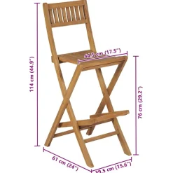 vidaXL Muebles De Jardín-Taburetes plegables de bar de jardín 2 uds madera teca maciza
