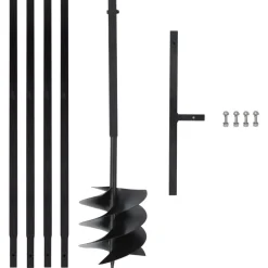 vidaXL Taladro de tierra con mango 250 mm tubo de extensión 4 m acero Outlet