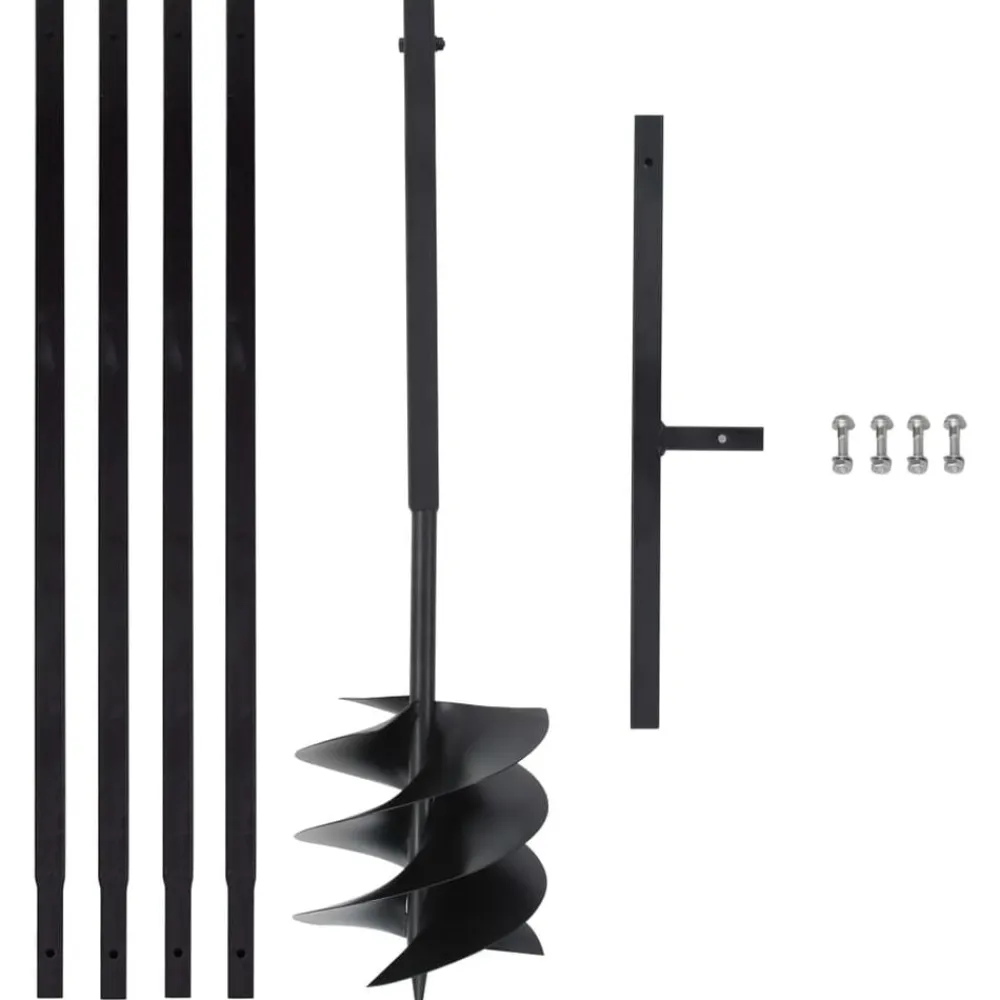 vidaXL Taladro de tierra con mango 250 mm tubo de extensión 4 m acero Outlet