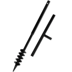 vidaXL Taladro de tierra con mango doble espiral acero negro 80 mm Outlet