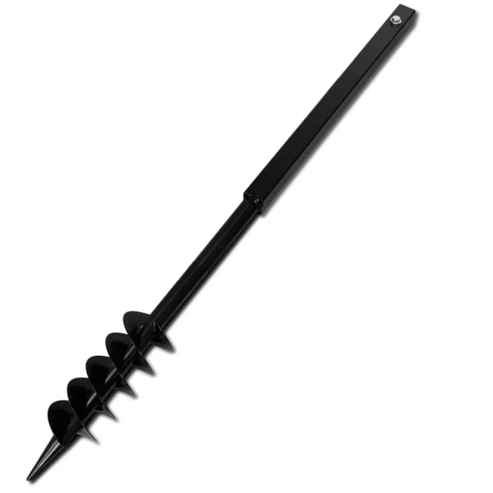 vidaXL Taladro de tierra con mango doble espiral acero negro 80 mm Outlet