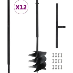 vidaXL Herramientas-Taladro de tierra con mango 250 mm tubo de extensión 12 m acero