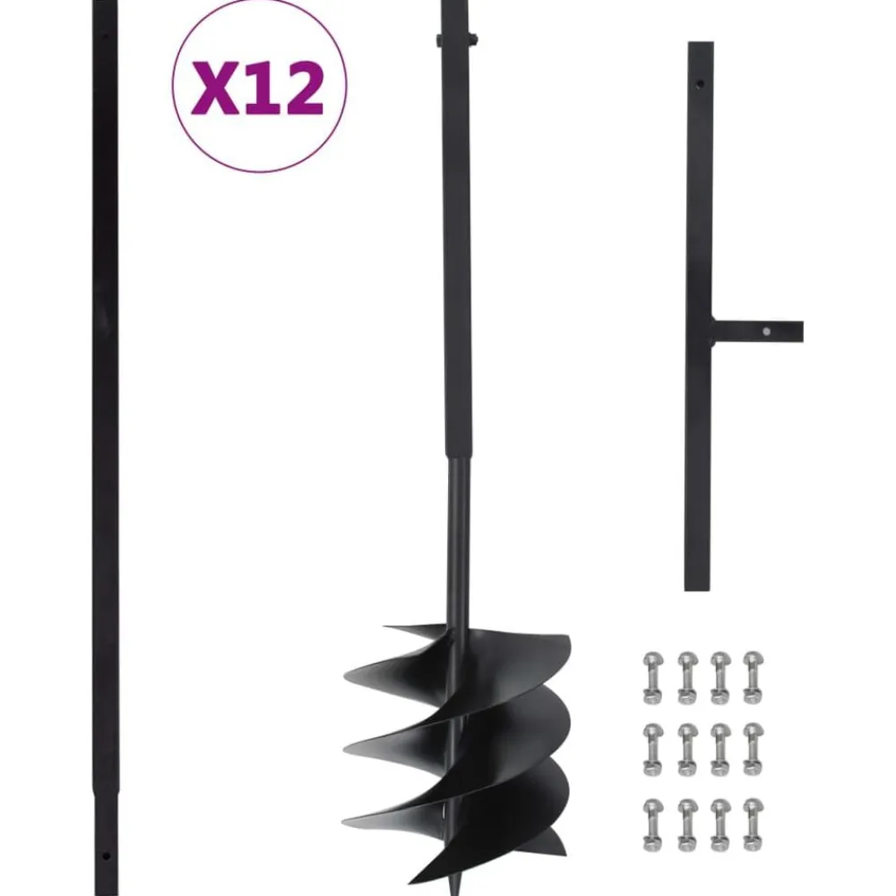 vidaXL Herramientas-Taladro de tierra con mango 250 mm tubo de extensión 12 m acero
