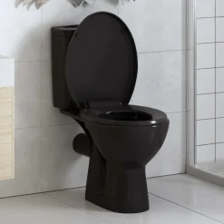 vidaXL Tapa de váter cierre suave y desenganche rápido negra Negro New