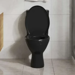vidaXL Tapa de váter cierre suave y desenganche rápido negra Negro New