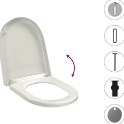 vidaXL Tapa de váter cierre suave y desenganche rápido blanca cuadrado Blanco Sale