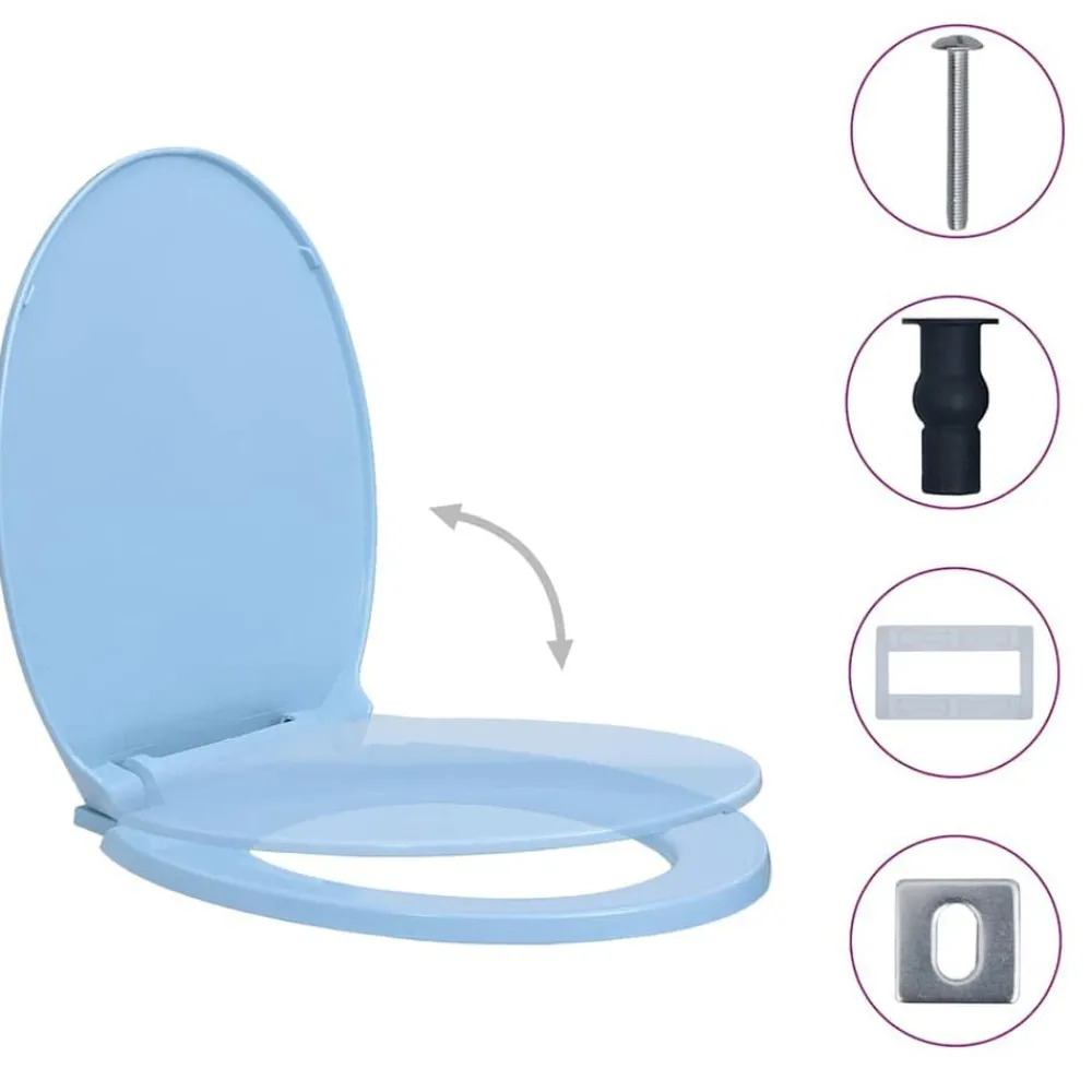 vidaXL Tapa de váter con cierre suave desenganche rápido ovalada Azul Discount