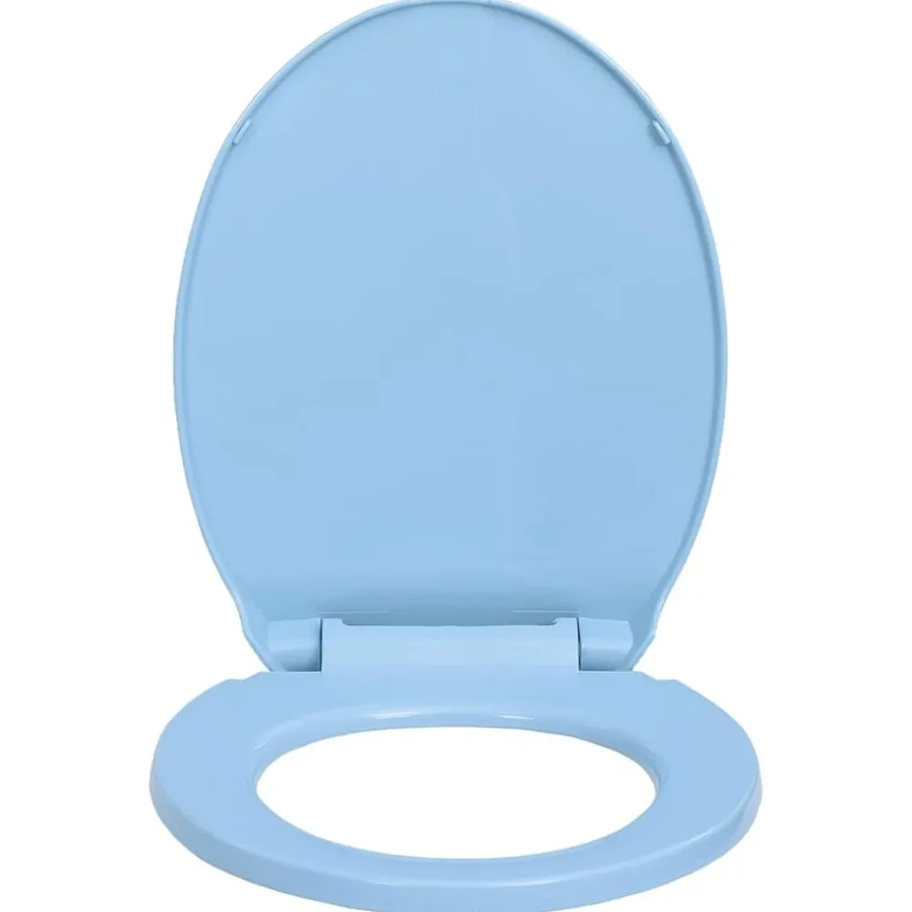 vidaXL Tapa de váter con cierre suave desenganche rápido ovalada Azul Discount