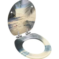 vidaXL Tapa de váter WC de cierre suave MDF diseño de playa