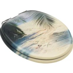 vidaXL Tapa de váter WC de cierre suave MDF diseño de playa