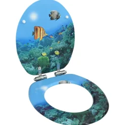 vidaXL Fontanería-Tapa de váter WC de cierre suave MDF diseño fondo submarino