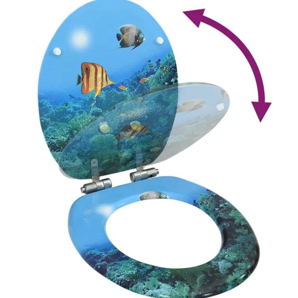 vidaXL Fontanería-Tapa de váter WC de cierre suave MDF diseño fondo submarino