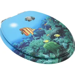 vidaXL Fontanería-Tapa de váter WC de cierre suave MDF diseño fondo submarino