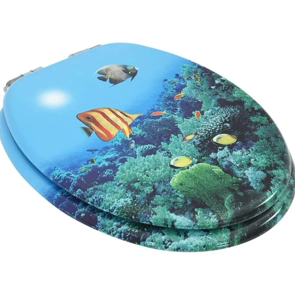 vidaXL Fontanería-Tapa de váter WC de cierre suave MDF diseño fondo submarino