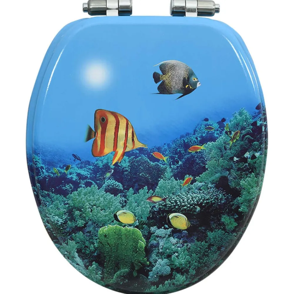 vidaXL Fontanería-Tapa de váter WC de cierre suave MDF diseño fondo submarino