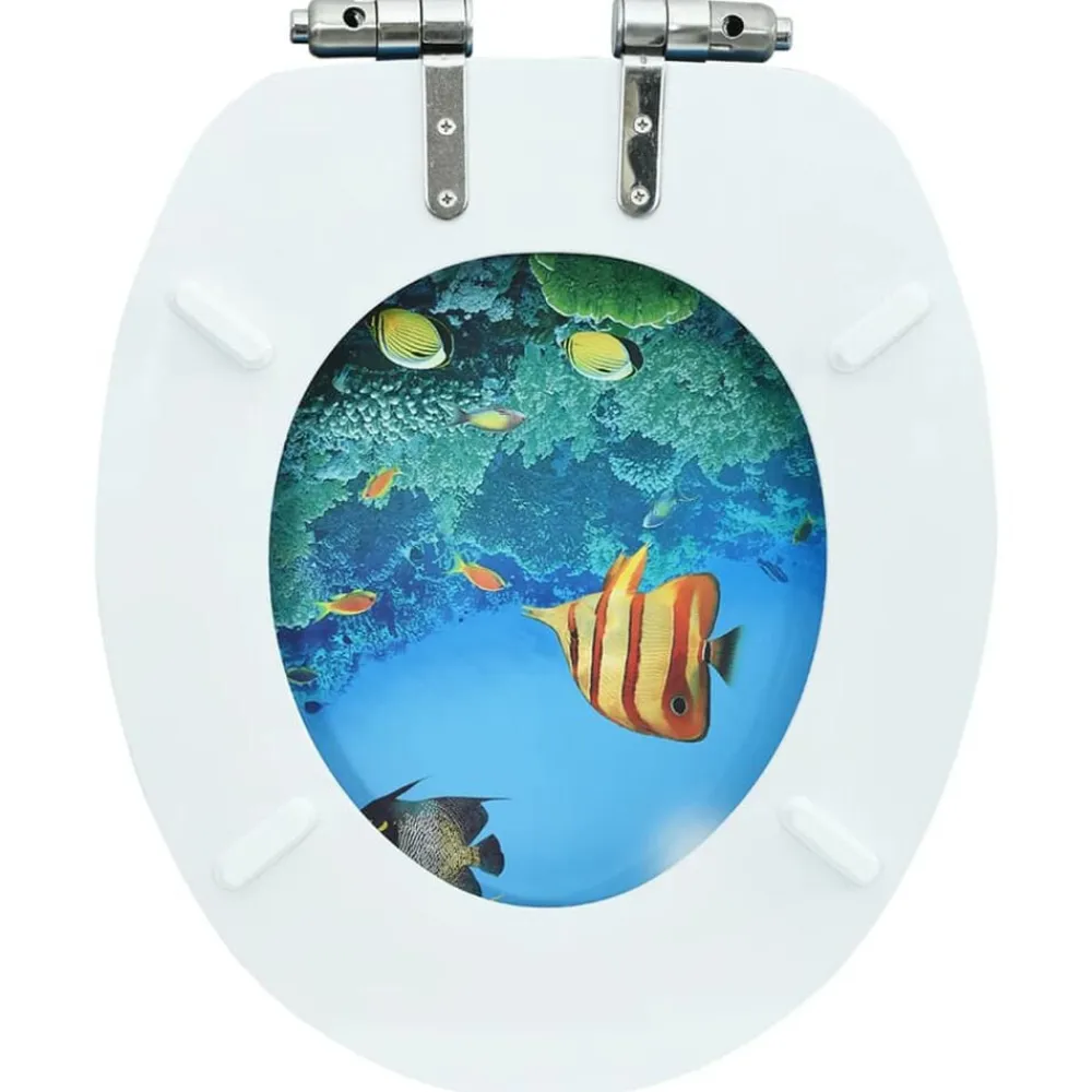 vidaXL Fontanería-Tapa de váter WC de cierre suave MDF diseño fondo submarino