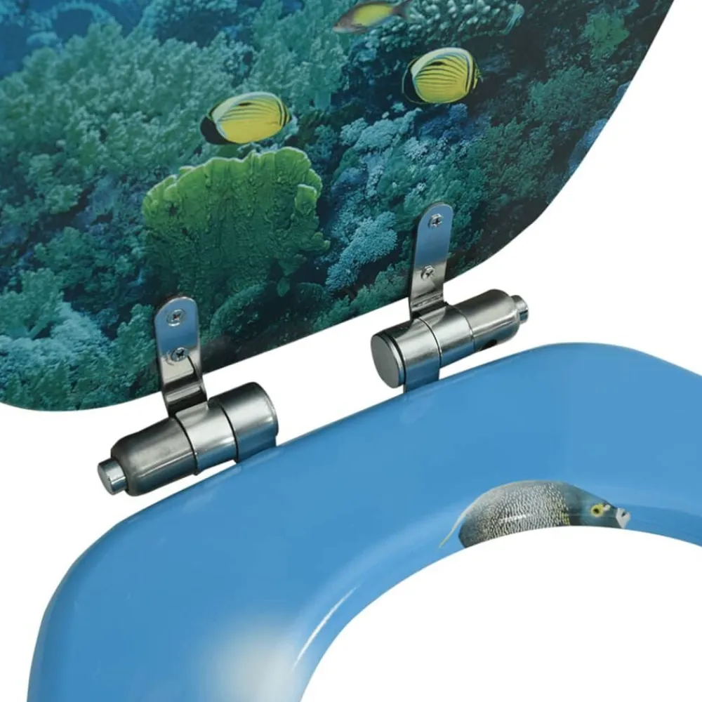 vidaXL Fontanería-Tapa de váter WC de cierre suave MDF diseño fondo submarino