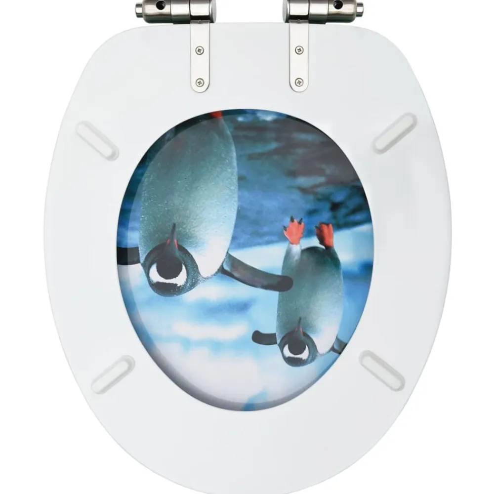 vidaXL Tapa de váter WC de cierre suave MDF diseño de pingüinos Sale