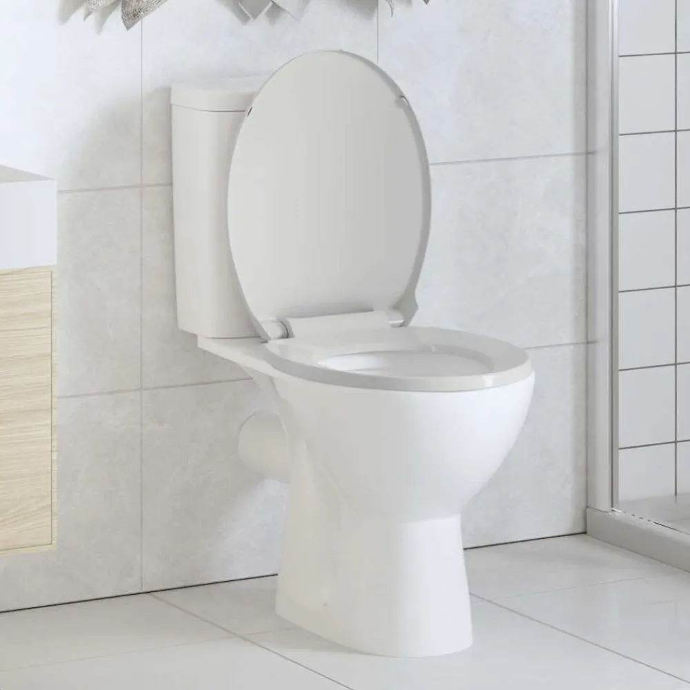 vidaXL Tapa y asiento de váter con cierre suave ovalado blanco Online