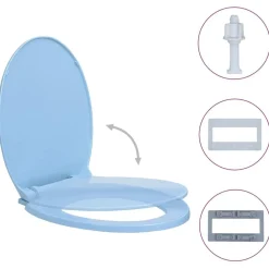 vidaXL Tapa y asiento de váter con cierre suave ovalada Azul Clearance