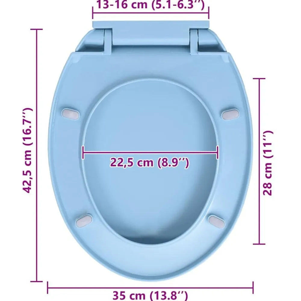 vidaXL Tapa y asiento de váter con cierre suave ovalada Azul Clearance