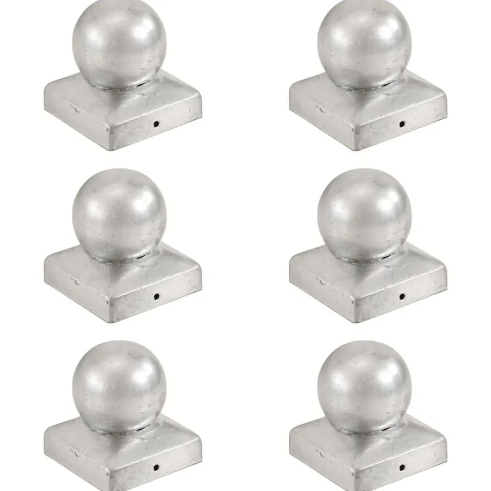 vidaXL Tapas para postes 6 uds metal galvanizado globo final 71x71 mm New