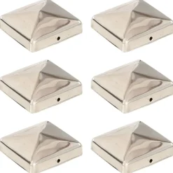 vidaXL Vallas De Jardín-Tapas piramidales postes valla 6 uds acero inoxidable 71x71 mm