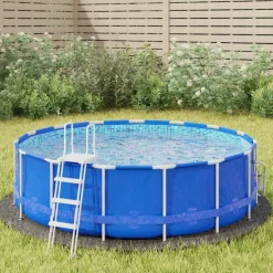 vidaXL Piscina Y Spa-Tapiz de suelo piscina geotextil de poliéster gris claro Ø306cm