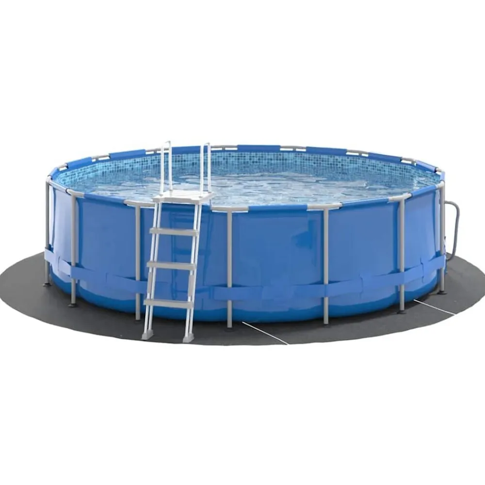 vidaXL Piscina Y Spa-Tapiz de suelo piscina geotextil de poliéster gris claro Ø306cm