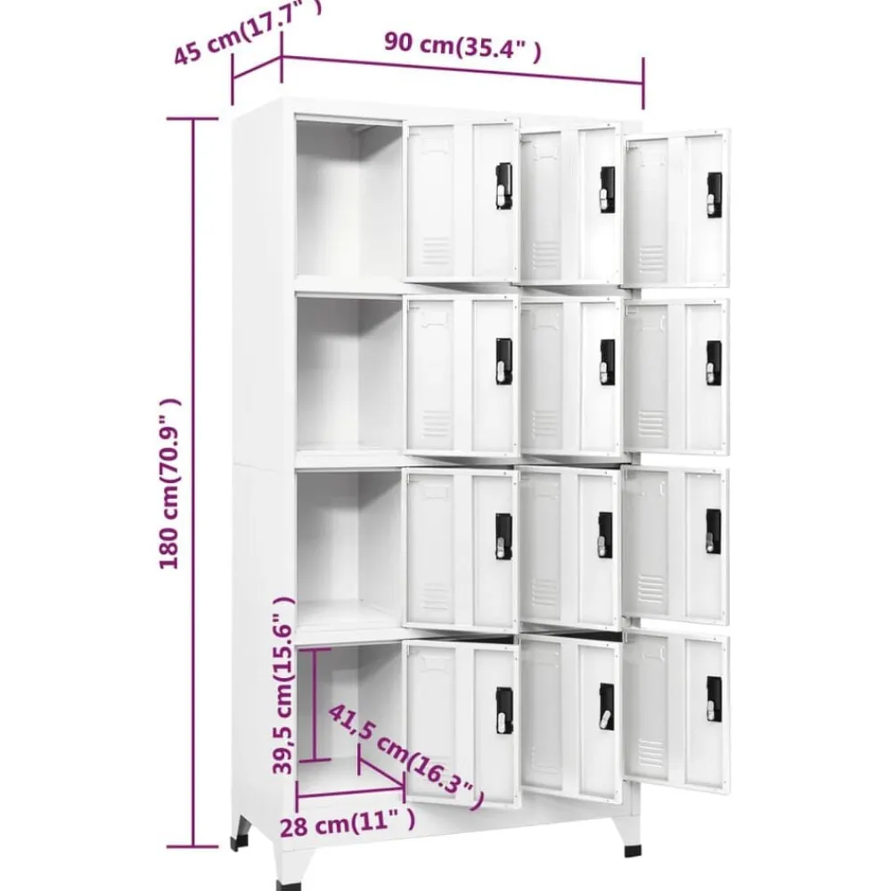 vidaXL Taquilla de acero 90x45x180 cm Blanco Hot