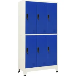 vidaXL Taquilla de acero 90x45x180 cm Gris y azul Discount