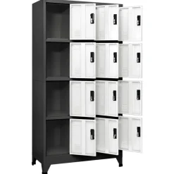 vidaXL Taquilla de acero gris 90x45x180 cm Antracita y blanco Discount