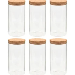 vidaXL Cocina Y Comedor-Tarros de almacenaje con tapa de corcho 6 unidades 1100 ml