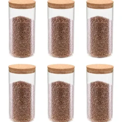 vidaXL Cocina Y Comedor-Tarros de almacenaje con tapa de corcho 6 unidades 1100 ml