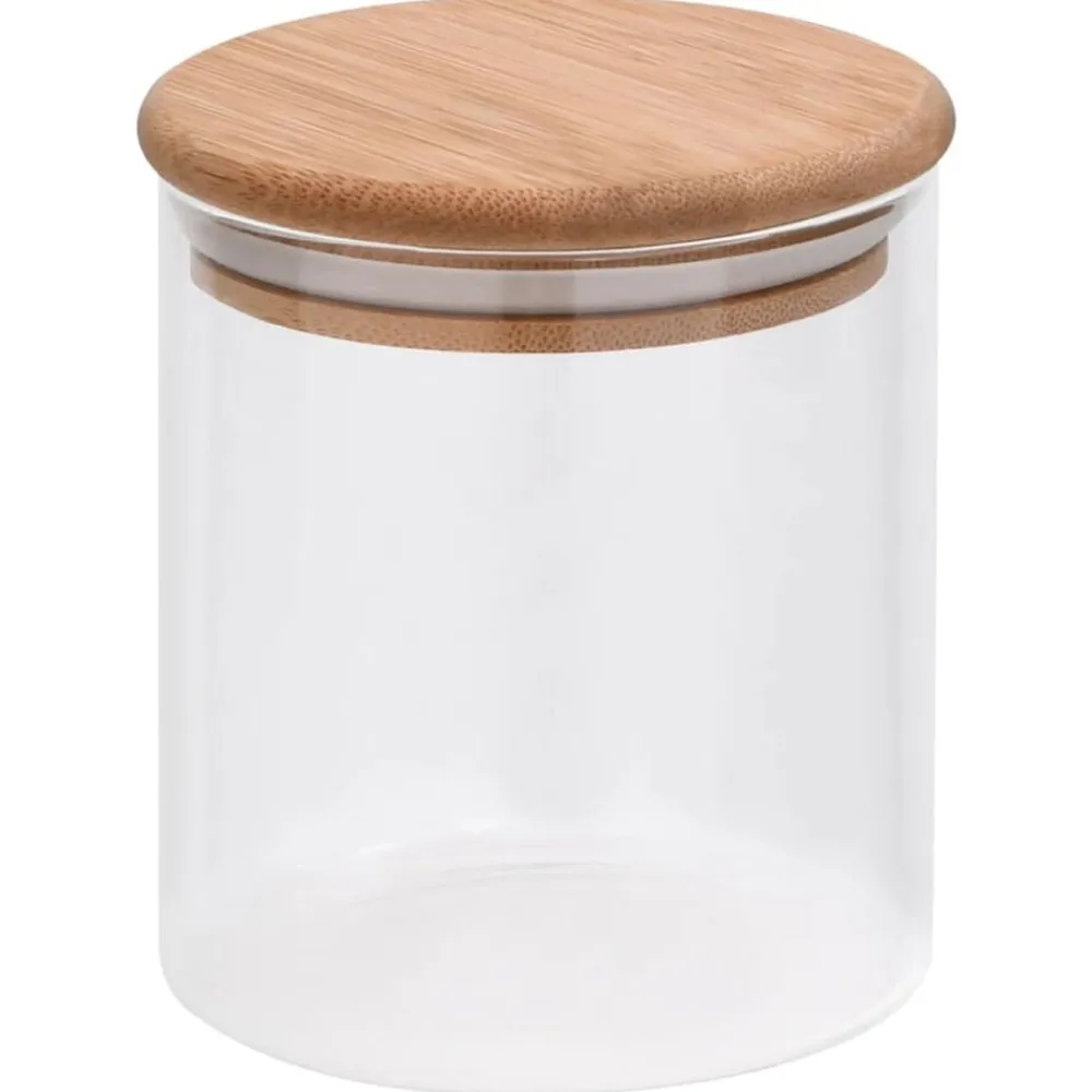 vidaXL Cocina Y Comedor-Tarros de almacenaje con tapa de bambú 6 unidades 600 ml