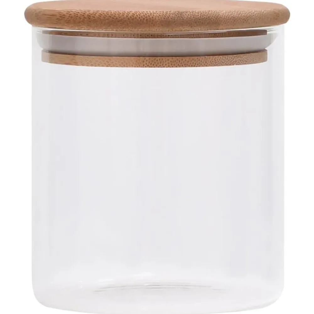 vidaXL Cocina Y Comedor-Tarros de almacenaje con tapa de bambú 6 unidades 600 ml