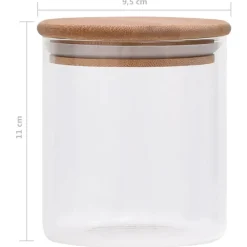 vidaXL Cocina Y Comedor-Tarros de almacenaje con tapa de bambú 6 unidades 600 ml