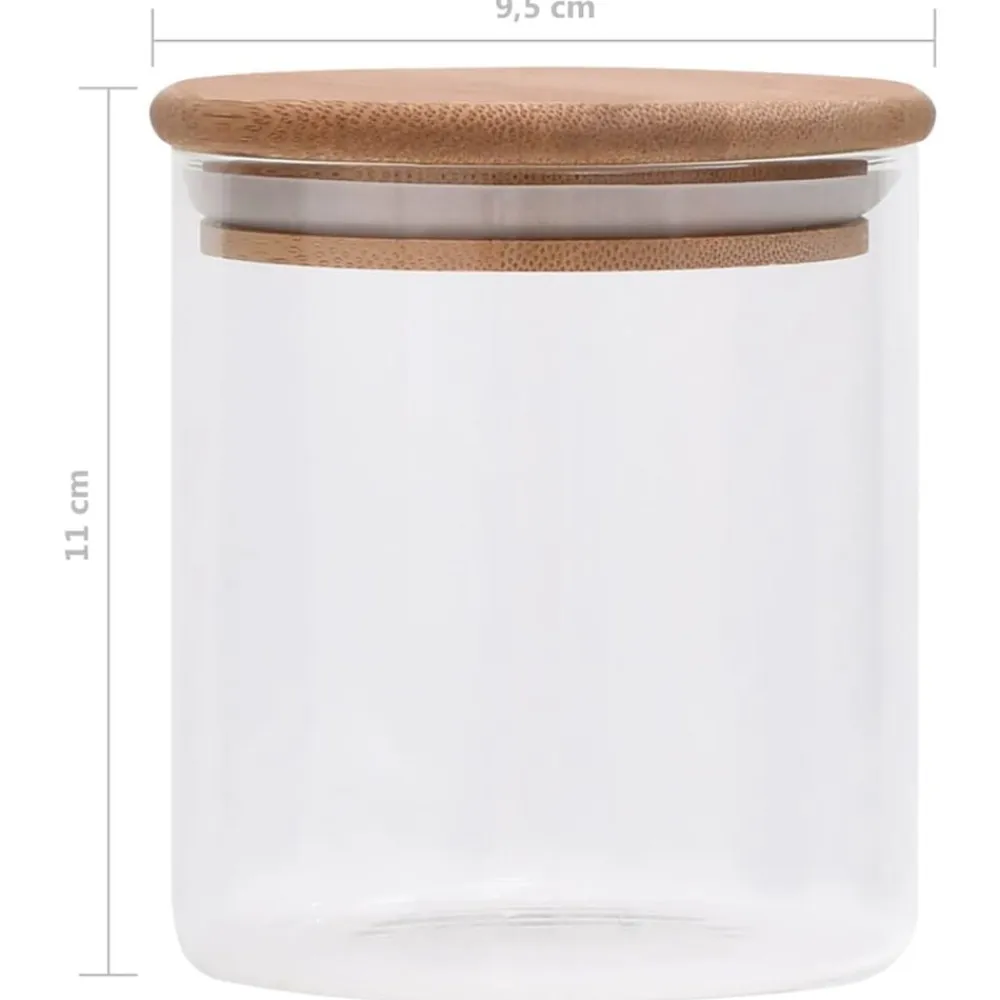 vidaXL Cocina Y Comedor-Tarros de almacenaje con tapa de bambú 6 unidades 600 ml