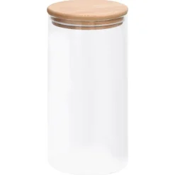 vidaXL Cocina Y Comedor-Tarros de almacenaje con tapa de bambú 4 unidades 1200 ml